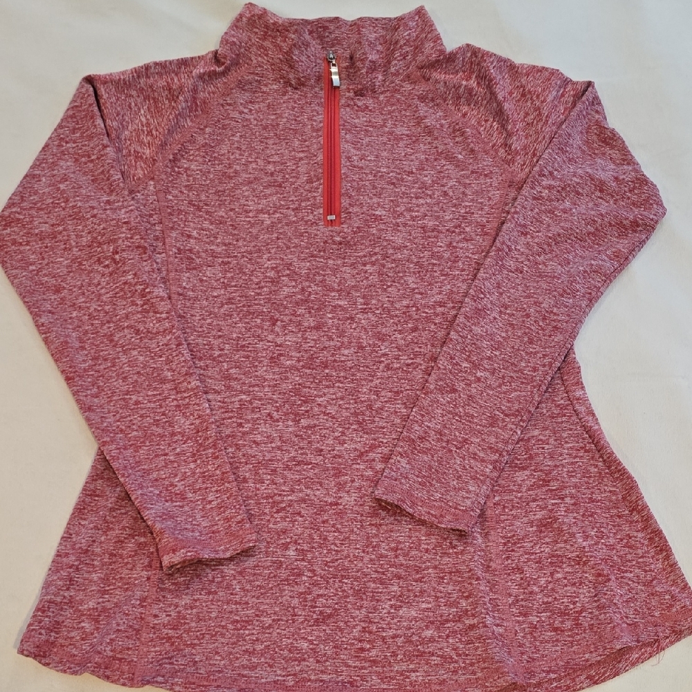 Women's Marled Red Half-Zip Pullover